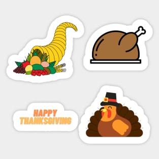 Thanksgiving 4 pk Stickers Collection Sticker